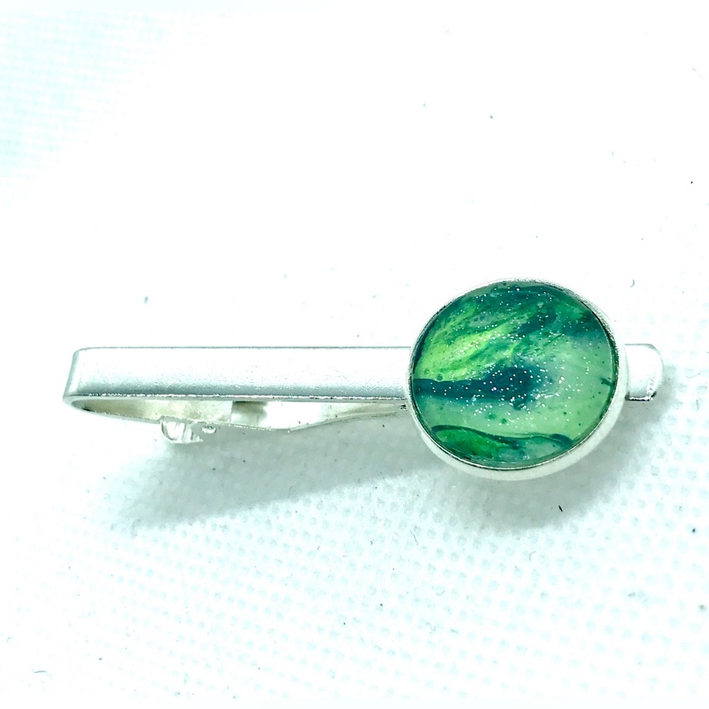 Tie clip pin silver plated 16mm handcrafted dome